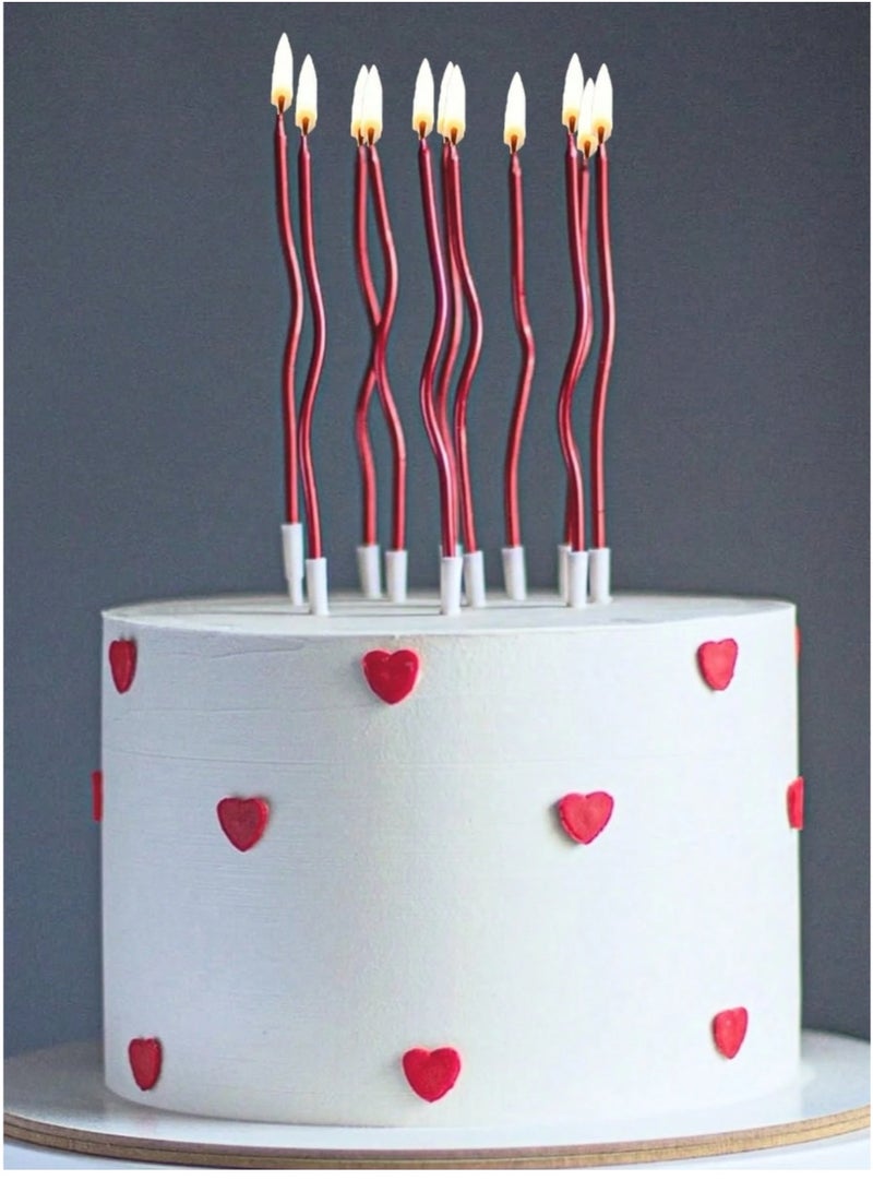 زينه عيد الحب مجموعة شموع 12  قطعة بتصميم مموج عصري يضيف لمسة فريدة ومميزة للكيك تناسب حفلات ذكرى الزواج و الخطوبه - Image 2